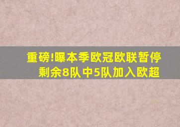 重磅!曝本季欧冠欧联暂停 剩余8队中5队加入欧超